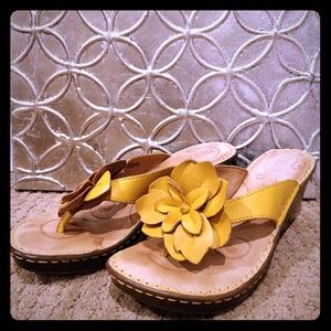 Born leather wedge sandals